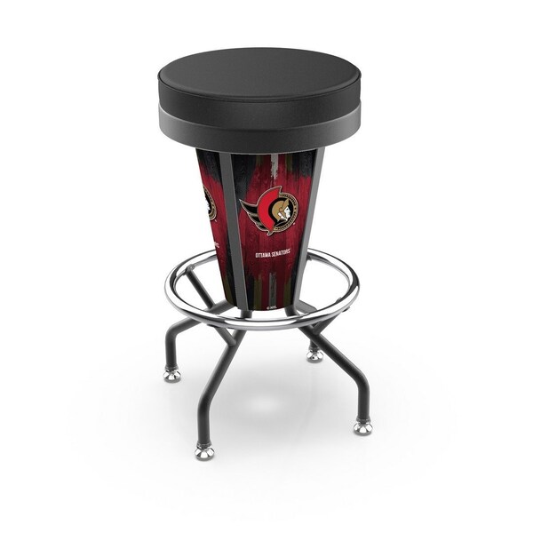 Holland Bar Stool Co Lighted Ottawa Senators 30" Swivel Bar Stool L500030OttSenBlkVinyl - main